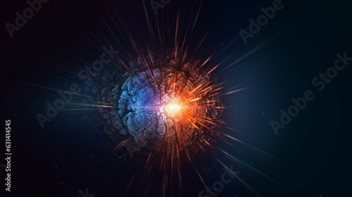 Digital sphere with rays burst explosion