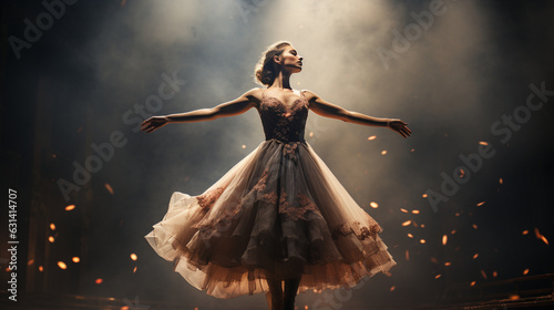 Elegant Ballerina in a Stunning Pose on Stage 