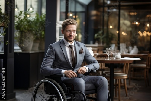 Businessman in a Wheelchair in a Contemporary Office. AI © Usmanify