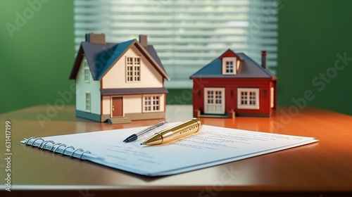 The image illustrates a layout of a couple of toy houses with a pen, on top of a detailed floor plan, encapsulating the essence of home ownership and personal life goals