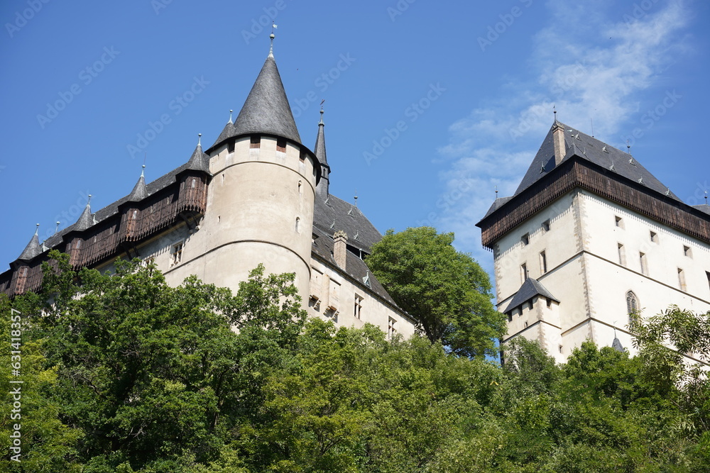 Karlstejn medieval gothic royal Castle in Central Bohemia. Karlstejn castle - popular tourist attraction near Prague. Czech Republic