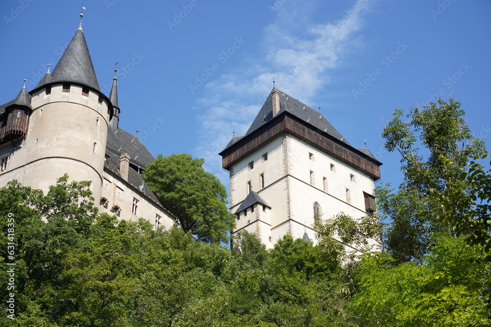 Karlstejn medieval gothic royal Castle in Central Bohemia. Karlstejn castle - popular tourist attraction near Prague. Czech Republic