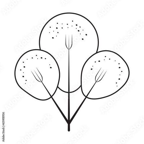 Palmatilobate Leaf Flower Graphic Sketch Drawing Outline Style