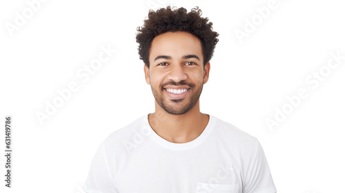 Radiant mixed-race man, ethnic groups, white background, transparent background Generative AI