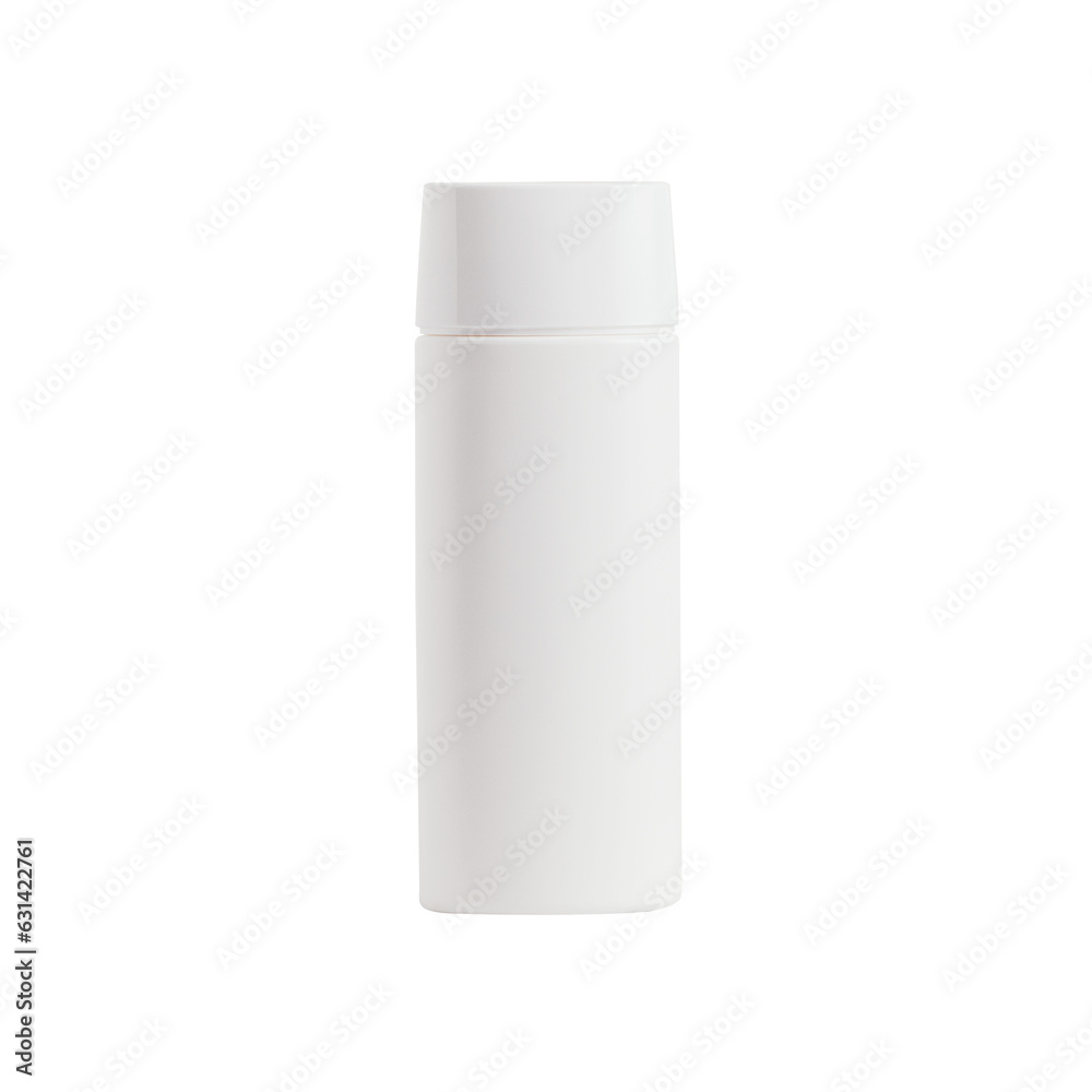 White blank cosmetic bottle for mock up on white, isolated, front view White blank cosmetic bottle for mock up on white, isolated, front view