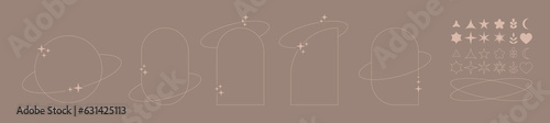 Arch frame aesthetic element, set simple frame and elements, simple aesthetic for you progect, template, poster.