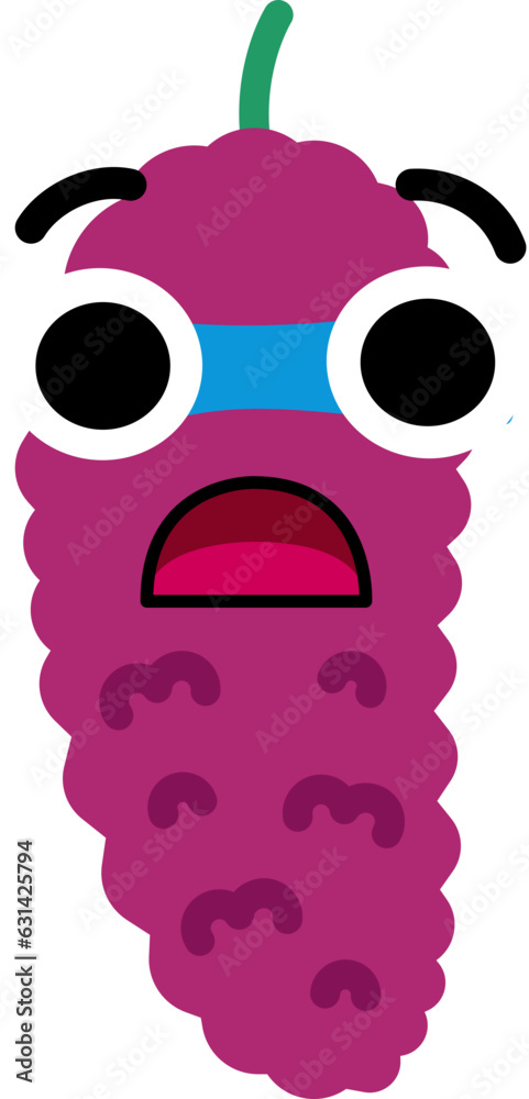 Mulberry Face Blue Face Scared