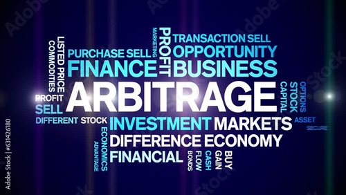 Arbitrage animated tag word cloud;text design animation kinetic typography seamless loop. photo