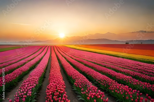 field of tulips generated ai