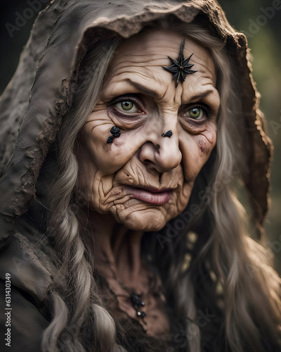 portrait of an old medieval witch - generative ai