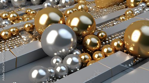 Golden and silver pearl beads objects with diamond wallpaper