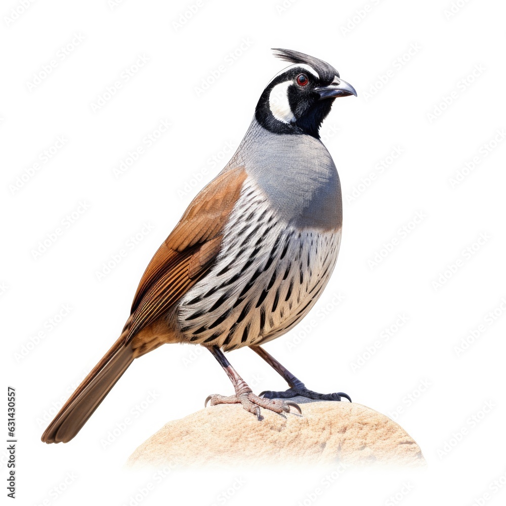 California quail bird isolated on white. Generative AI California quail bird isolated on white. Generative AI