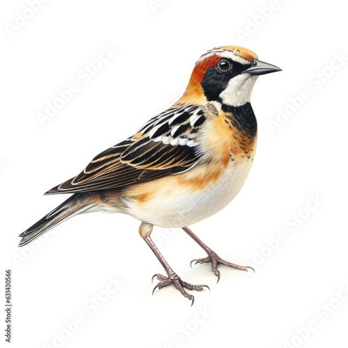 Chestnut-collared longspur bird isolated on white. Generative AI photo