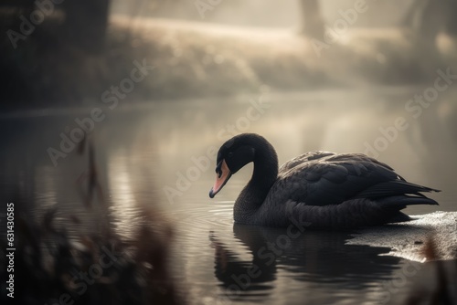 Fototapeta Naklejka Na Ścianę i Meble -  Black swan pond. Generate Ai