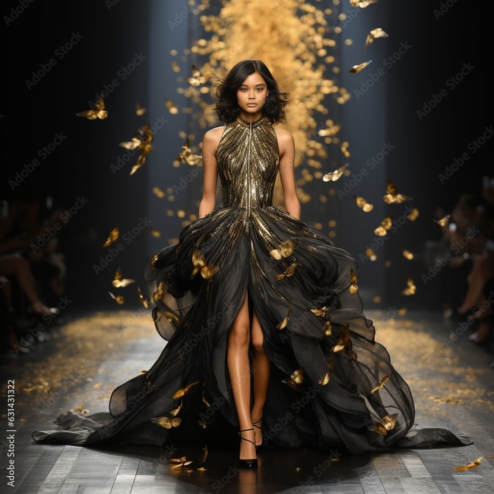 Black and gold wedding dress fashion designer collection