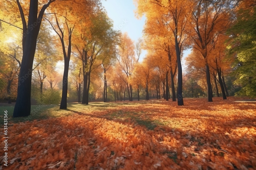 Fototapeta premium beautiful autumn landscape. autumn forest. Generative AI