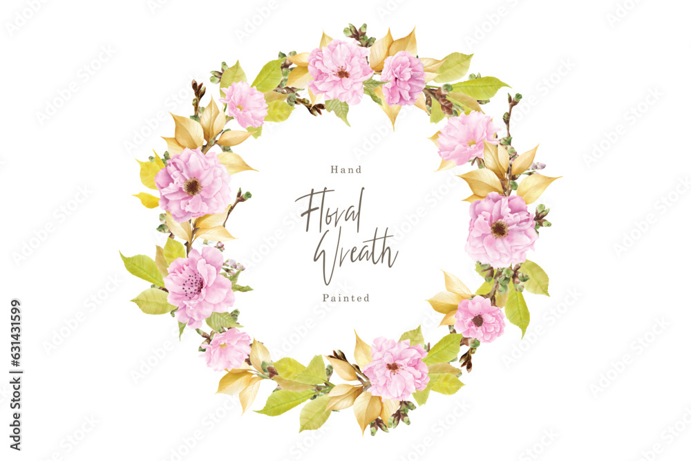 hand drawn cherry blossom wreath illustration hand drawn cherry blossom wreath illustration