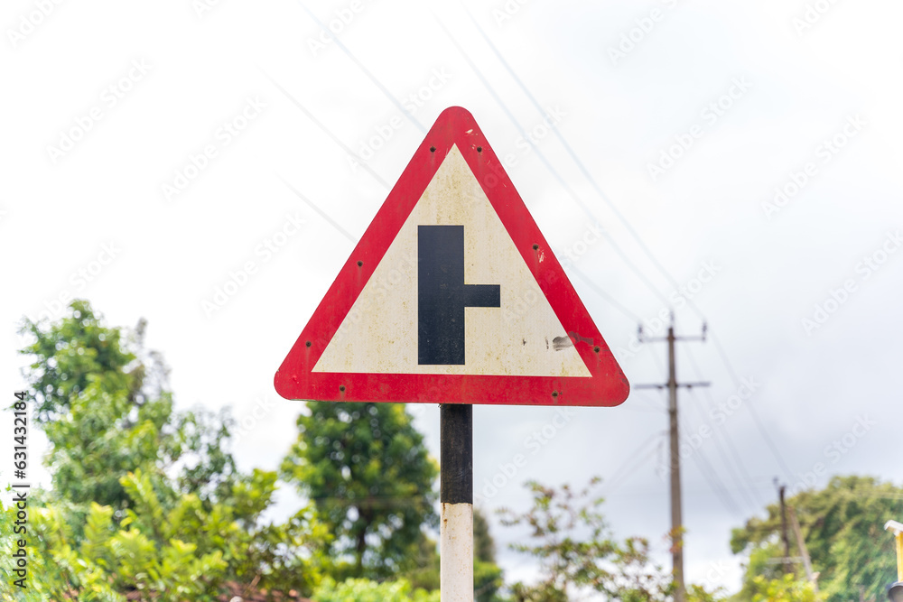 Side Road Warning Traffic Sign, Warning Signs, Side road junction on right