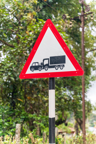 Warning Board, lorry and car accident sign board