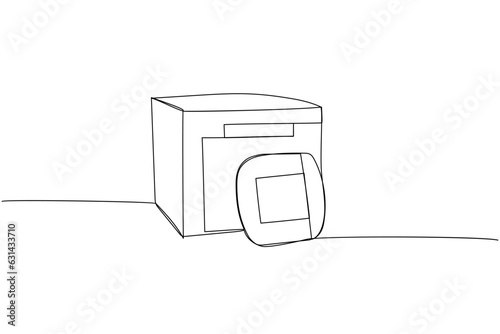Medical plaster, Corn Plaster, elastic medical plaster or adhesive plaster, First Aid Medical, Surgical Tape one line art. Continuous line drawing of medication, healthcare, clinical, disposable