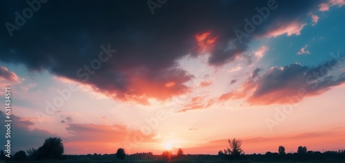 Background of colorful sky concept: Dramatic sunset with twilight color sky and clouds, Generative AI © FrameFrenzy