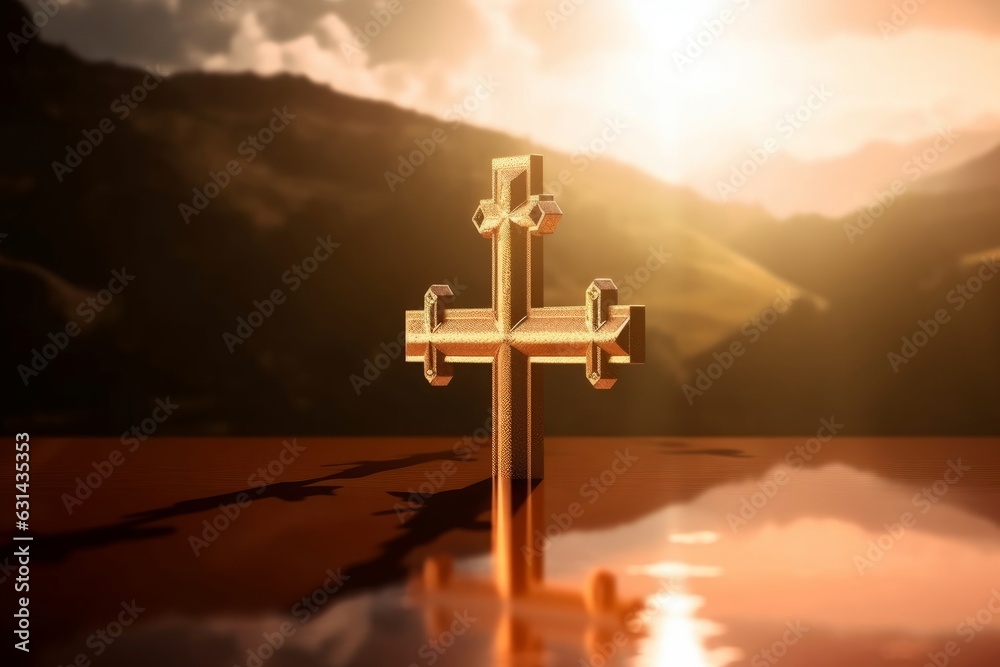 The concept of salvation:The Cross symbol of christian and Jesus Christ, Generative AI
