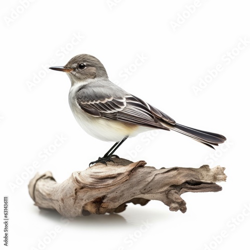 Alder flycatcher bird isolated on white. Generative AI photo