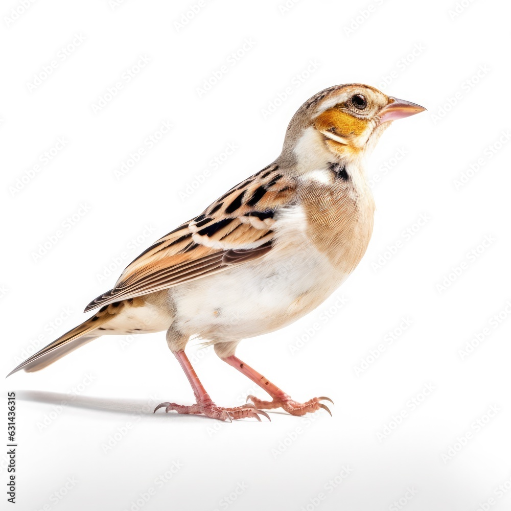 Grasshopper sparrow bird isolated on white. Generative AI Grasshopper sparrow bird isolated on white. Generative AI