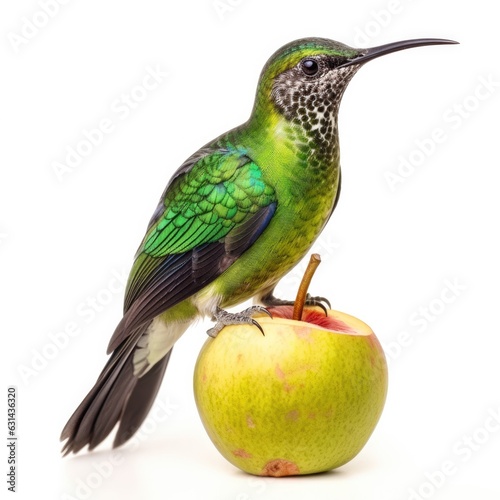 Green-breasted mango bird isolated on white. Generative AI