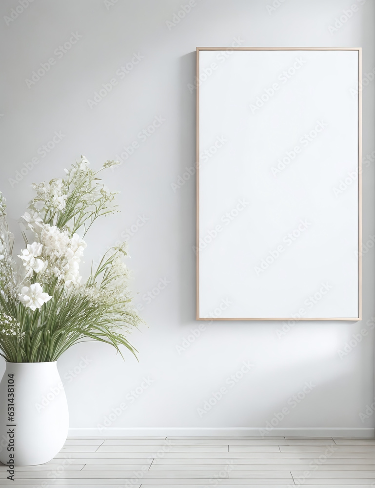 Frame mock-up in a home with plants. Vertical templates for artwork, painting, photo or poster. Modern interior, minimalism concept. Frame mock-up in a home with plants. Vertical templates for artwork, painting, photo or poster. Modern interior, minimalism concept.