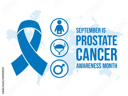September is Prostate Cancer Awareness Month vector illustration. Blue awareness ribbon, bladder, prostate cancer icon set vector. Men's health symbol. Important day