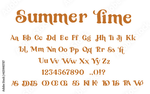 Vintage typeface with ligatures.  Lower and upper case. and lowercase.Ideal for headers, postcards, elegant design
