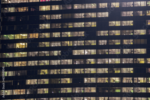 Business office windows at night Corporate building Ho Chi Minh City Vietnam