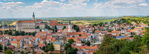 Panoramic view of Mikulov, popular tourist destination in South Moravian region of Czech Republic