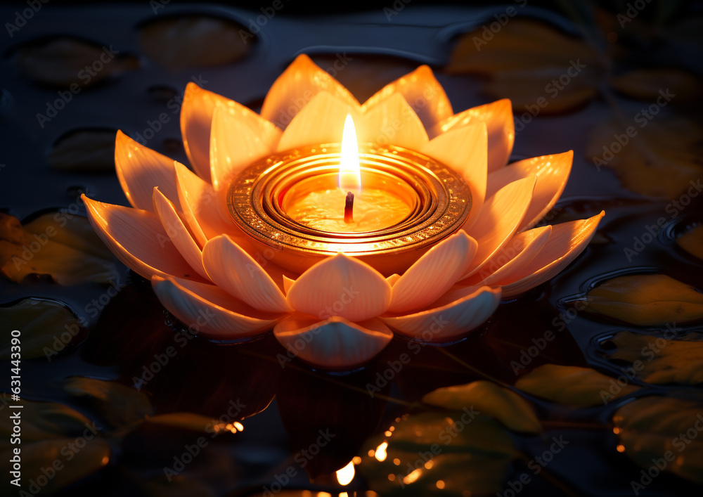 A diya in the shape of a lotus flower, diwali stock images, realistic stock photos A diya in the shape of a lotus flower, diwali stock images, realistic stock photos