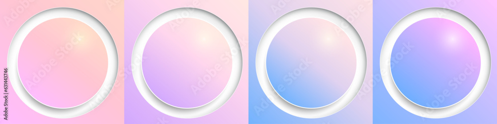Obraz premium Shiny web buttons set, purple blue colors circle 3d icons illustration.