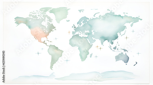 Akwarela Mapa świata