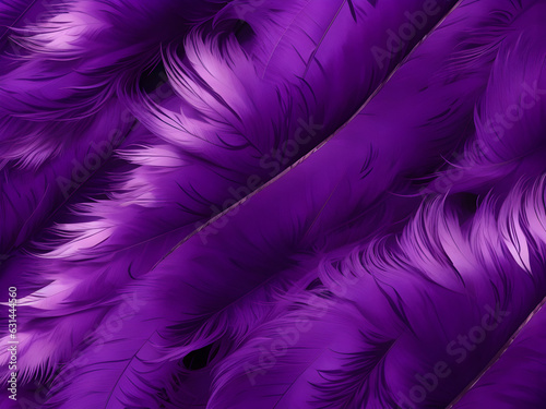 Purple feathers background. Generative ai art.