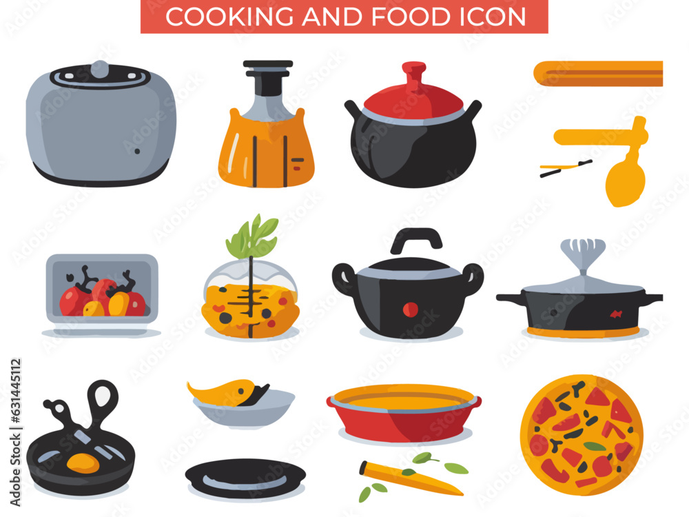 Cooking and Food flat icon Set. Flat Icon Set vector. Cooking and Food flat icon Set. Flat Icon Set vector.