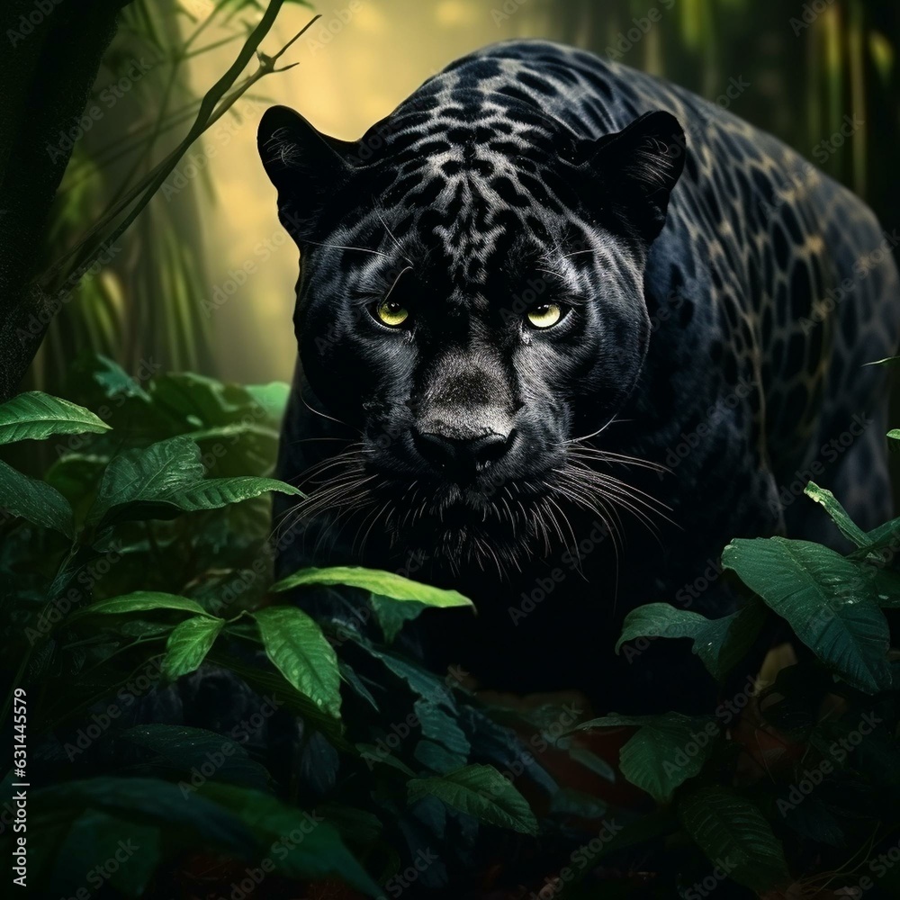 black panther animal big cat in jungle cinematic hd