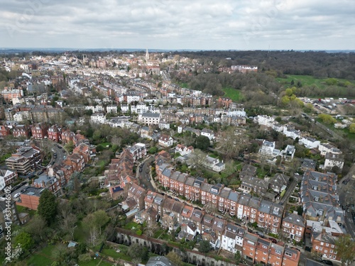 Hampstead North London UK  high angle drone aerial view spring photo