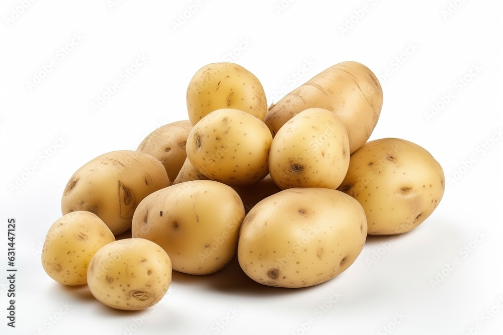 Potatoes on white background. Fresh vegetables. Healthy food concept Potatoes on white background. Fresh vegetables. Healthy food concept