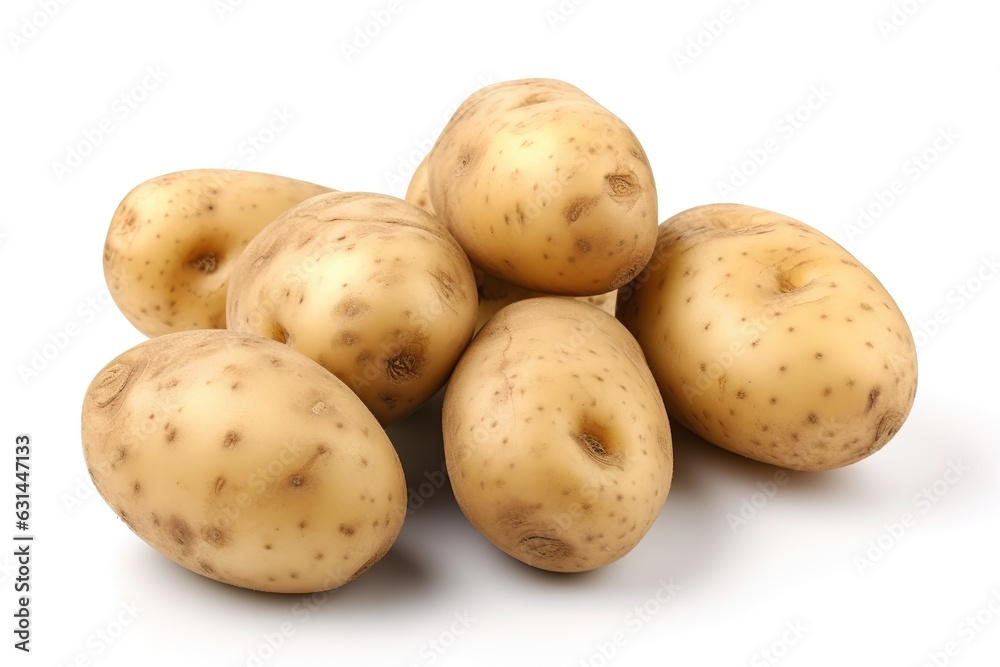 Potatoes on white background. Fresh vegetables. Healthy food concept Potatoes on white background. Fresh vegetables. Healthy food concept