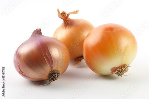 Onions on white background. Fresh vegetables. Healthy food concept