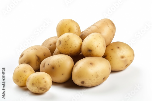 Potatoes on white background. Fresh vegetables. Healthy food concept