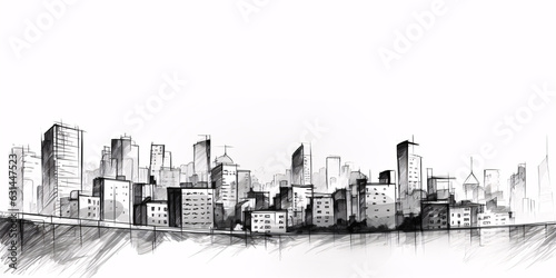 Cityscape Sketch  Sketch. Urban Architecture - Illustration on white background copy space