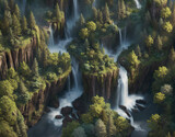 Waterfall in the forest Breathtaking illustrations of nature that convey the beauty of the natural world, Generative AI