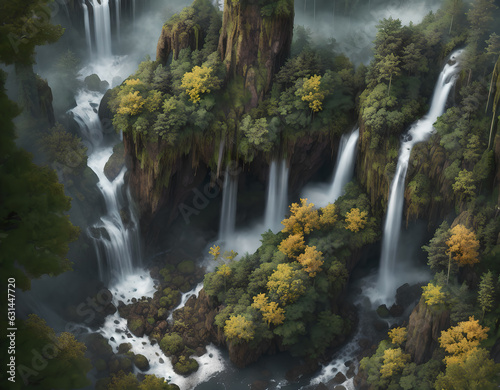Waterfall in the forest Breathtaking illustrations of nature that convey the beauty of the natural world  Generative AI