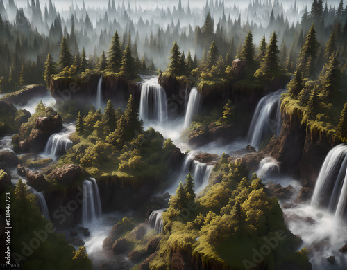 Waterfall in the forest Breathtaking illustrations of nature that convey the beauty of the natural world  Generative AI
