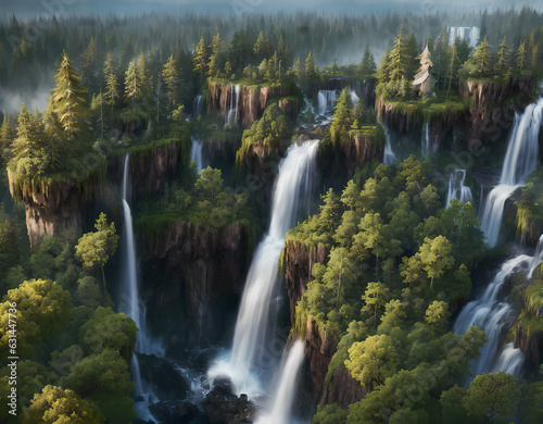 Waterfall in the forest Breathtaking illustrations of nature that convey the beauty of the natural world  Generative AI